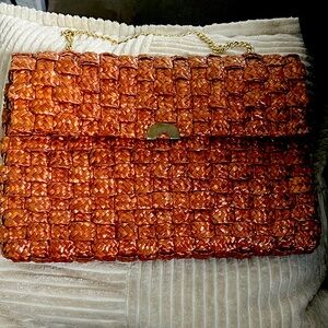Vintage Classic Woven Orange Handbag